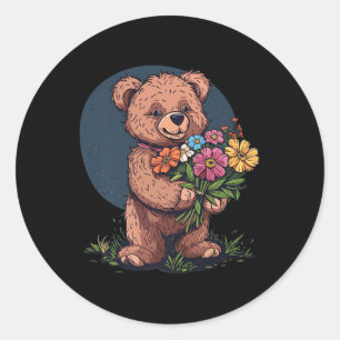 Geweldige teddybeer outfit voor jongens en meisjes ronde sticker