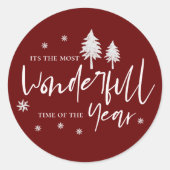 Geweldige tijd van het jaar rood en wit ronde sticker (Voorkant)