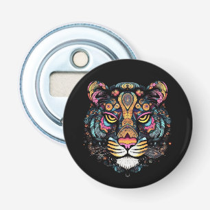 Geweldige Tijgerkop  Button Flesopener