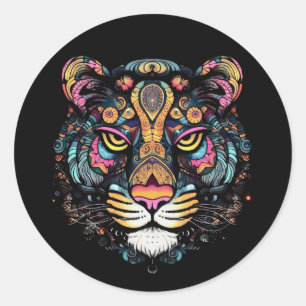 Geweldige Tijgerkop Ronde Sticker