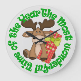 Geweldige Time Moose Holiday Grote Klok