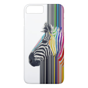 geweldige trendy kleurrijk trillend strepenzebra 	iPhone 8 plus / 7 plus hoesje
