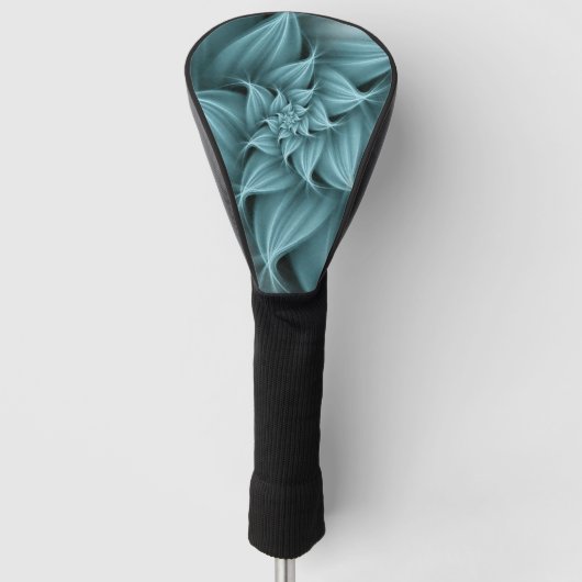 Geweldige turquoise bloemfractal golfheadcover (Voorkant)