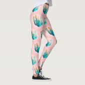 Geweldige Turquoise Pink Cactus Pattern-Leggings Leggings (Rechts)