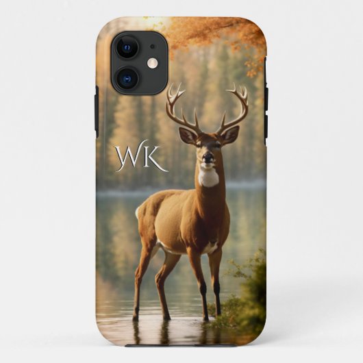 Geweldige Twaalf Punt Buck Herfst Wateren Monogram Case-Mate iPhone Case (Achterkant)