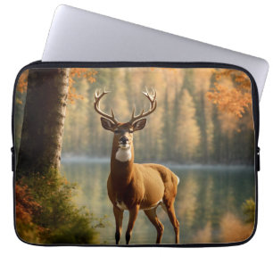 Geweldige Twaalf Punt Buck in Herfstwateren Laptop Sleeve