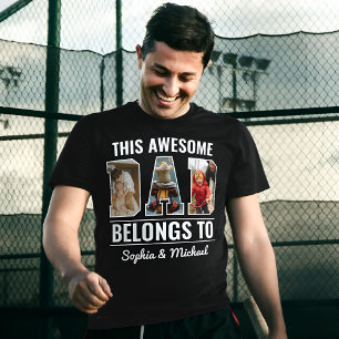 Geweldige Vader Gepersonaliseerde Foto Collage & N T-shirt
