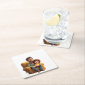 Geweldige vaderdag vierkante kartonnen onderzetter (Insitu)