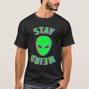 Geweldige verblijf raar buitenaards gezicht glitch t-shirt