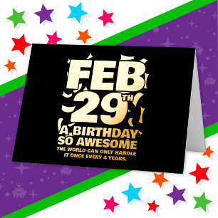 Geweldige verjaardag schrikkel Leap Year 29 februa Folie Wenskaart