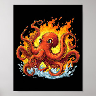 Geweldige Vlammen Octopus Kostuum voor Volwassenen Poster