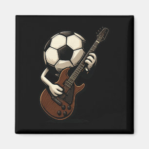 Geweldige Voetbal Met Gitaar Voor Een Coole Rockin Magneet
