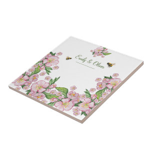 Geweldige waterverf appelbloemen en е е tegeltje