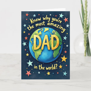 Geweldige Wereld Papa Illustratiekaart Kaart