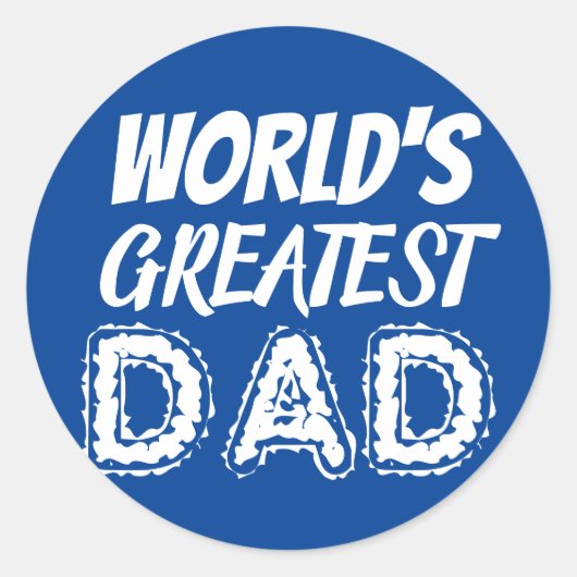 Geweldige Werelden Grootste Papa Blauwe Vaders Dag Ronde Sticker (Voorkant)
