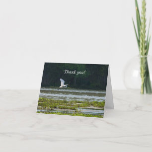 Geweldige White Egret Flying Thank You Card Bedankkaart