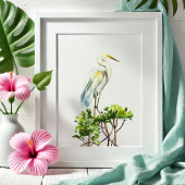 Geweldige White Heron Tropical Beach Art Poster