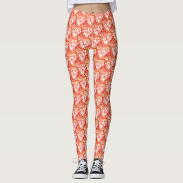 Geweldige wit rood bloemenontwerp leggings