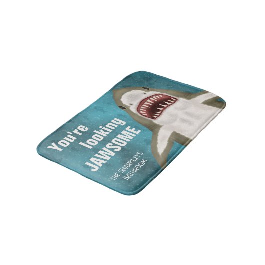 Geweldige witte haai Funny Jawsome Pun, gepersonal Badmat (Gekanteld)