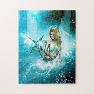 Geweldige zeemeermin in een fantasie onderwaterwer legpuzzel