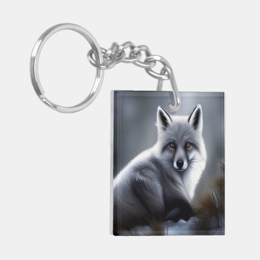 Geweldige zilvervos sleutelhanger (Voorkant Links)