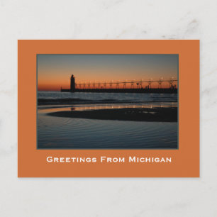 Geweldige zonsondergang op Lake Michigan Briefkaar Briefkaart