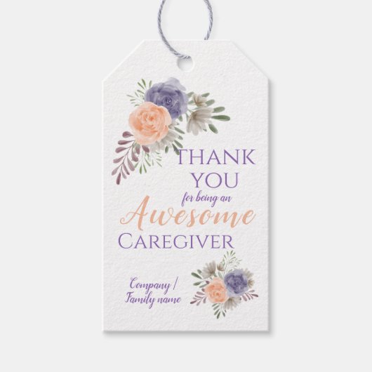 Geweldige zorgverlener Appreciation Floral Peony Cadeaulabel (Voorkant)