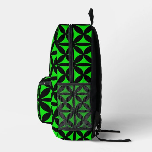 Geweldige Zwart en Groen Modern / Retro Print Bedrukte Rugzak (Rechts)