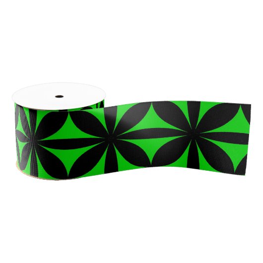Geweldige Zwart en Groen Modern / Retro Print Grosgrain Lint (Spoel)