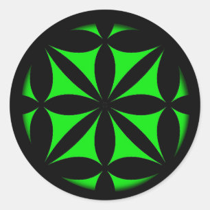 Geweldige Zwart en Groen Modern / Retro Print Ronde Sticker