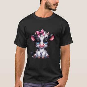 Geweldige zwart-witte koe met roze hart Coque T-shirt