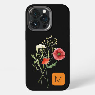 Geweldige zwarte achtergrond Feminine initiaal flo iPhone 13 Pro Hoesje