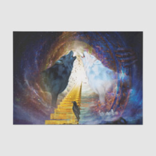 Geweldige zwarte en witte wolf tissuepapier