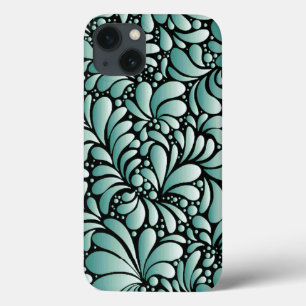 Gewenste Fleur Patroon in Minty Green iPhone 13 Hoesje