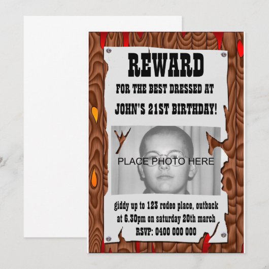 gewenste uitnodiging (Voorkant / Achterkant)