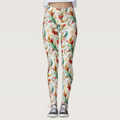 Gewervelde kerstbloemen leggings (Voorkant)