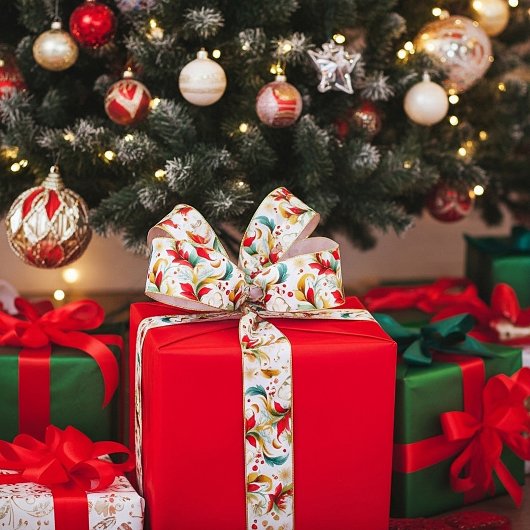 Gewervelde kerstbloemen lint