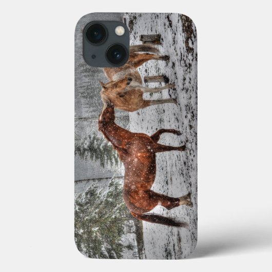 Gewervelde paarden in de sneeuwreeks Case-Mate iPhone case (Achterkant)