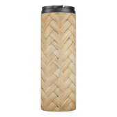 Geweven Bamboe Abstracte Textuur Achtergrond. Thermosbeker (Achterkant)