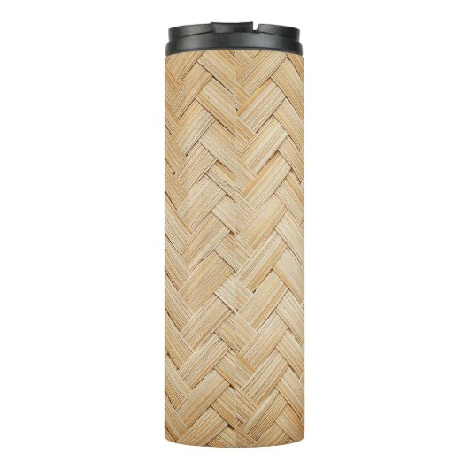 Geweven Bamboe Abstracte Textuur Achtergrond. Thermosbeker (Achterkant)
