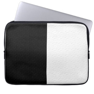 Geweven effen zwart-wit laptop sleeve