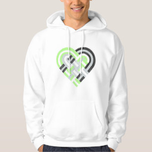Geweven Hart Agender Pride Vlag Groen Grijs Zwart Hoodie