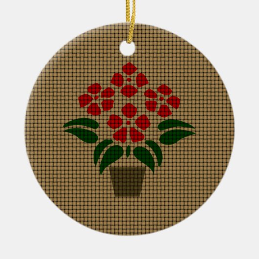 geweven poinsetta keramisch ornament (Voorkant)