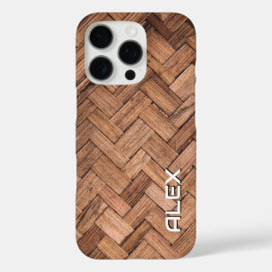 Geweven rietpatroon - natuurlijke vezeltextuur iPhone 16 pro hoesje