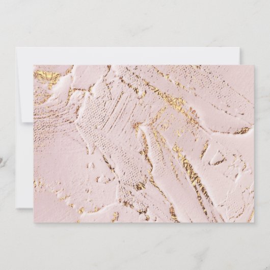 geweven roos gouden faux folie bruiloft uitnodigin kaart (Achterkant)