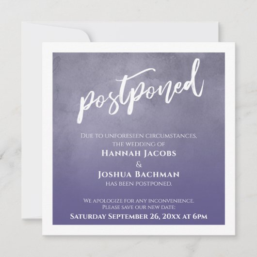 Geweven stoffige Paarse ombre uitgestelde bruiloft Kaart (Voorkant)