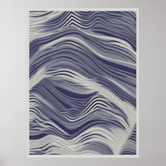 Geweven textuur: een Abstract landschap in blauw Poster