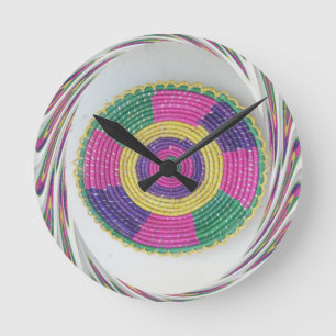 Geweven Whirl Art Print Ronde Klok