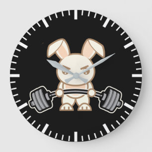 Gewicht Lifte Bunny Cartoon - Kute Anime Workout Grote Klok