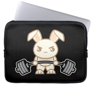 Gewicht Lifte Bunny Cartoon - Kute Anime Workout Laptop Sleeve